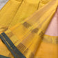 Close-up of Ganga Jamuna gold zari temple motif on blush pink Kanjeevaram silk saree — Idam Living