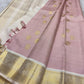 Blush Pink Handwoven Pure Silk Kanchi Pattu Saree with Soft Ivory Korvai Border