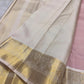 Blush Pink Handwoven Pure Silk Kanchi Pattu Saree with Soft Ivory Korvai Border