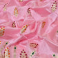 Blush pink handloom Pattu Silk Chanderi saree with gold woven motifs and magenta orange green accents