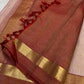 Blush Pink Handwoven Pure Silk Kanjeevaram Saree with Plain Body and Deep pink  Zari Border