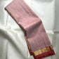 Blush Pink Handwoven Pure Silk Kanjeevaram Saree with Plain Body and Deep pink  Zari Border