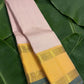 Blush pink handwoven Kanchipuram pure silk saree with vairaoosi weave and Ganga Jamuna border on banana leaf — Idam Living