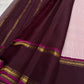 Blush Rose and Deep Plum Handwoven Pure Silk Kanchipuram Saree with Rettapet Vankipet Border