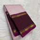 Blush Rose and Deep Plum Handwoven Pure Silk Kanchipuram Saree with Rettapet Vankipet Border