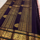 Blush Rose Kanchipuram silk saree aubergine border and pallu