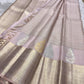 Blush rose pink Kancheepuram silk saree antique gold zari border