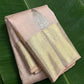 Blush rose pink Kanchipuram silk saree antique gold zari kattam sona roopa butta front view