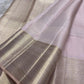 Blush rose pink Kanjivaram silk saree silver gold small butta detail