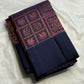 Kanchana Brown Handwoven Pure Silk Kancheepuram Saree with Bomkai-Inspired Buttas and Navy Violet Contrast