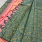 All-over gold zari Vanasringaram motifs on aqua pure silk Kancheepuram saree