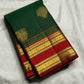 Gold zari gandaberunda motif on bottle green zari kattam Kanjivaram silk saree body — Idam Living