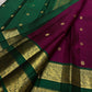 Bottle green border berry pink Kanjivaram silk saree traditional zari USA Idam Living