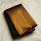 Deep bottle green handwoven pure silk Kanjeevaram saree with copper-gold Ettukol border