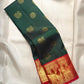 Bottle green handwoven pure silk Kanchipuram butta saree with vermilion border