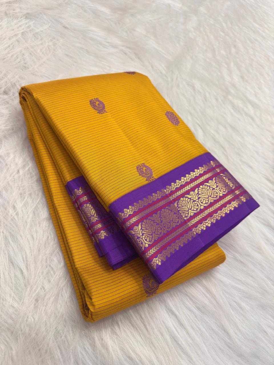 Brick red silk saree folded view