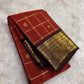 Brick red handwoven pure silk Kancheepuram saree overview — Idam Living