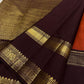 Deep maroon temple-motif border on brick red Kanjeevaram silk saree