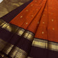 Brick red pure silk Kanchi saree – full overview