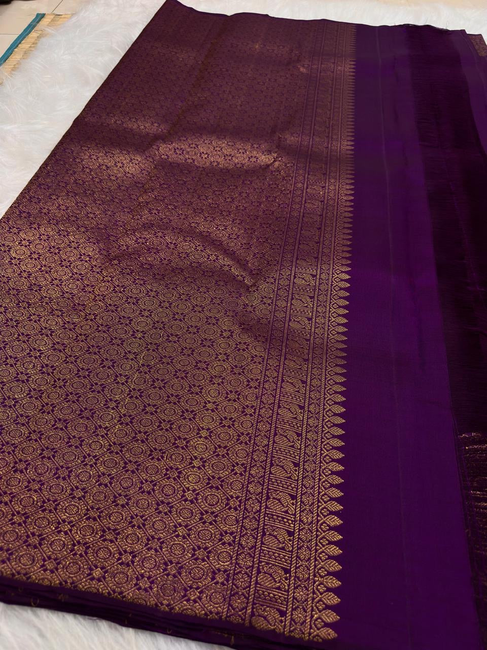 Bridal royal purple Kanjeevaram pure silk saree