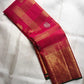 Bright Pink Handwoven Pure Silk Kanchipuram Zari Kattam Saree with Dual-Tone Buttas – silk fabric close-up