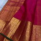 Bright Pink Handwoven Pure Silk Kanchipuram Zari Kattam Saree with Dual-Tone Buttas – butta motif detail