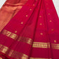 Raspberry Rose Red handwoven pure silk Kanchipuram Rettapet saree with zari mayil chakram buttas, image 3.