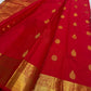 Richly worked zari pallu on bright red Pure Silk Kanjeevaram saree