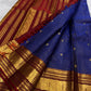 Zari kattam kamalam butta body on navy indigo Kanchipuram pure silk saree — Idam Living