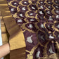 Close-up of gold floral-vine lattice and silver-tone bird motifs on the Deep Cocoa Brown Pattu Silk Chanderi saree.