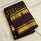 Deep Cocoa Brown Handwoven Pure Silk Kanjipuram Rettapet Saree with Surya Kamalam Gold Zari Buttas
