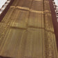 Brown and ivory Kanjivaram pure silk Kattam saree close-up