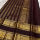 Deep Cocoa Brown Kanchipuram silk saree Rettapet gold zari border angle