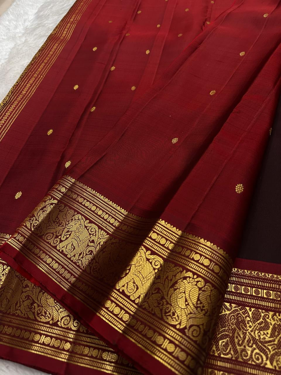 Midnight black Kanjeevaram silk saree with ornate pallu view