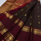 Close view of the Arakku border on a deep brown Pure Silk Kanchipuram saree.