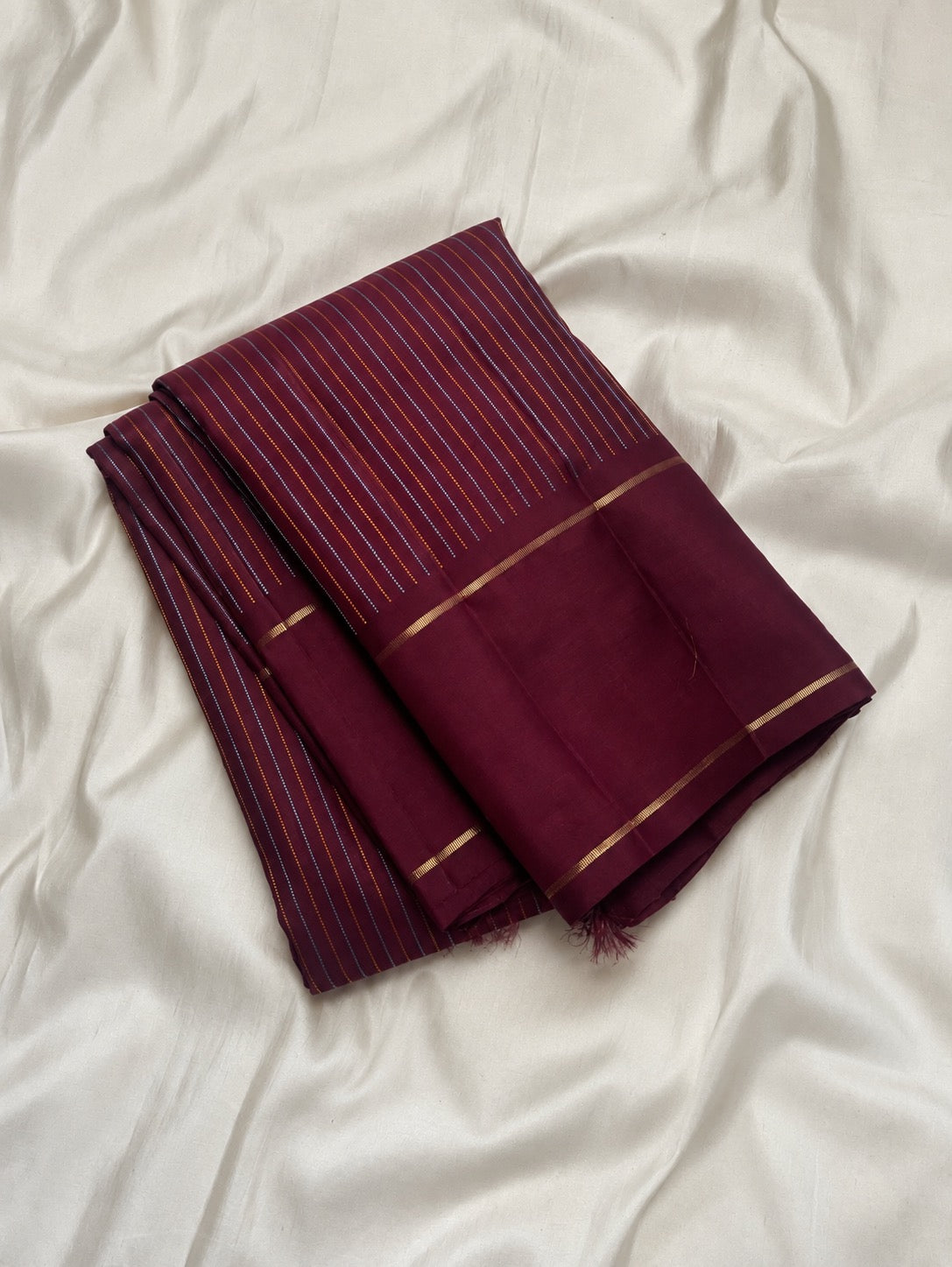 Brown Rettapet Kanchipuram silk saree with pure zari border