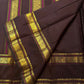 Deep Cocoa Brown Handwoven Pure Silk Kanjipuram Rettapet Saree with Surya Kamalam Gold Zari Buttas