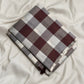Brown and white checked Kanchi Kattam pure silk Kanchipuram saree