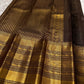 Kanchana brown Pure Silk Kanjivaram Zari Kattam saree with Yaanai motif ceremonial 2 gram zari border