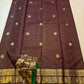 Full brown Zari Kattam saree folded view