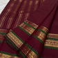 Deep Burgundy Red Handwoven Pure Silk Kanjivaram Rettapet Saree with Forest Green Border and Gold Zari Buttas