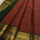 Burnished Brick pure silk Kancheepuram saree, Butta weave with Deep Green border — border detail