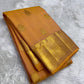 Burnished Marigold Handwoven Pure Silk Kanjeevaram Saree with Shot Colour and Zari Buttas