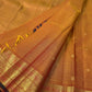 Burnished Ochre Gold Handwoven Pure Silk Kanjeevaram Vairaoosi Saree with Gold Zari Buttas and Traditional Zari Border