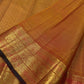 Burnished Ochre Gold Handwoven Pure Silk Kanjeevaram Vairaoosi Saree with Gold Zari Buttas and Traditional Zari Border