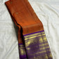 Burnished orange Pure Silk Kancheepuram Varisaipet saree