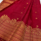 Temple vermillion red Kancheepuram silk saree with gold zari border