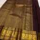 Burnt Copper Handwoven Pure Silk Kanchipuram Saree with Deep Aubergine Korvai Zari Border