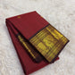 Burnt Copper Handwoven Pure Silk Kanchipuram Saree with Deep Aubergine Korvai Zari Border
