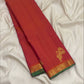 Burnt Coral Orange Handwoven Pure Silk Kanchipuram Vairaoosi Saree with Yazhi Motif